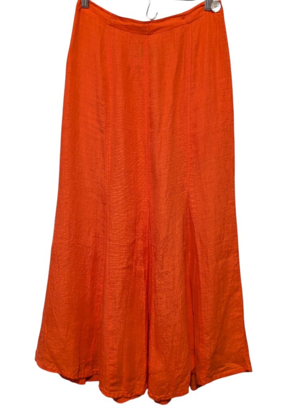 Flax Womens Size Petite/XS Coral Orange 100% Softened Linen Casual Midi Skirt